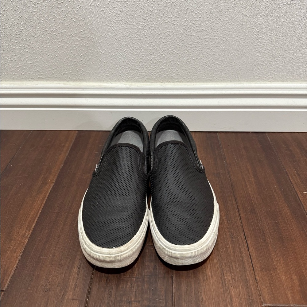 Vans Black Leather Slip On
